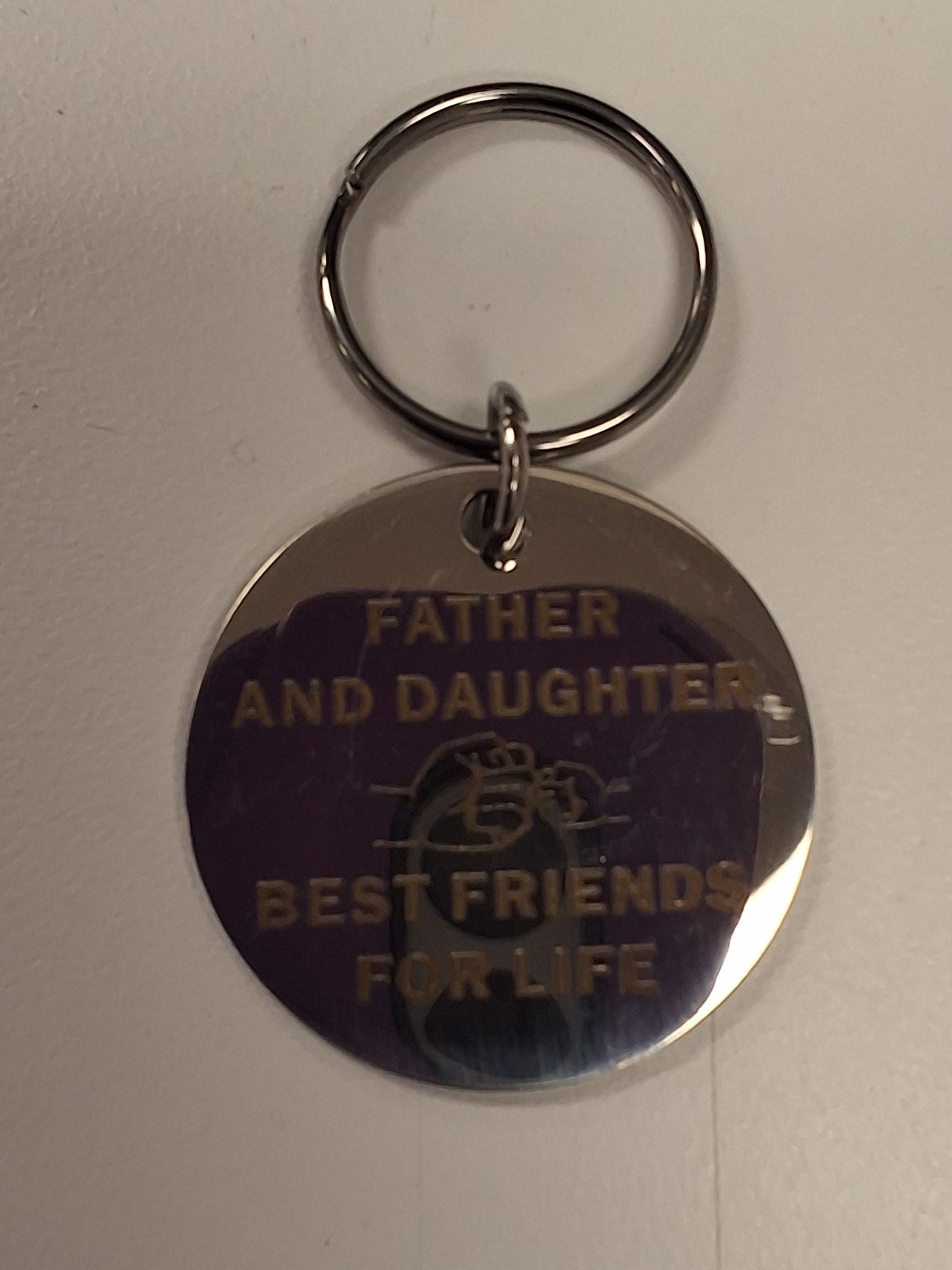 Silver Small Dad & Daughter BFF Keychain