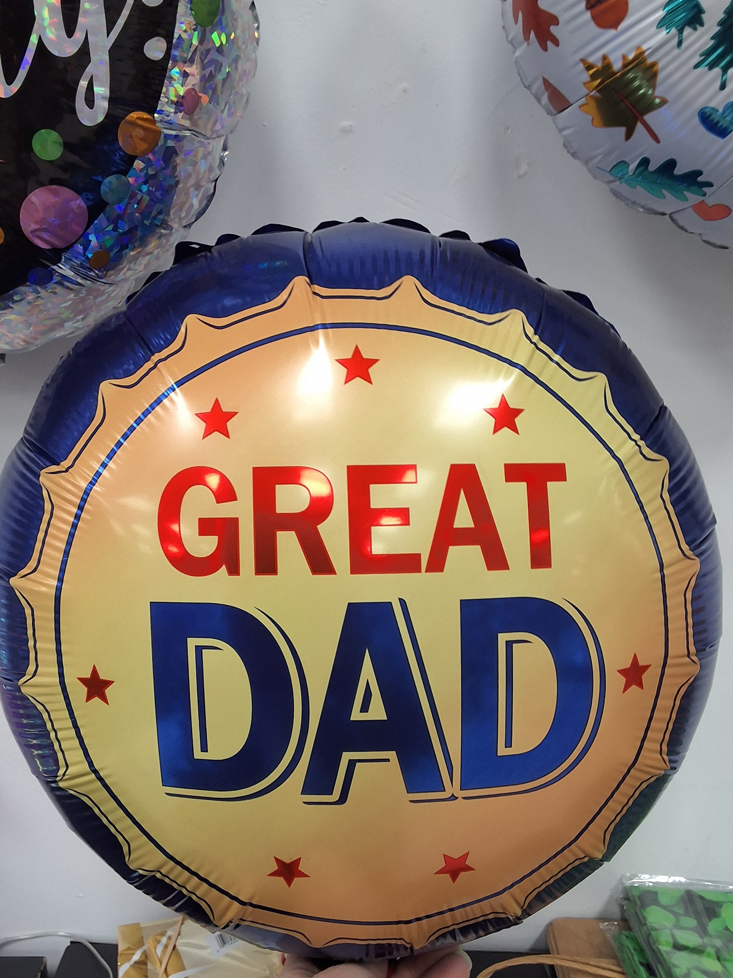 18" Blue, Gold and Red "Great Dad" Mylar Balloon