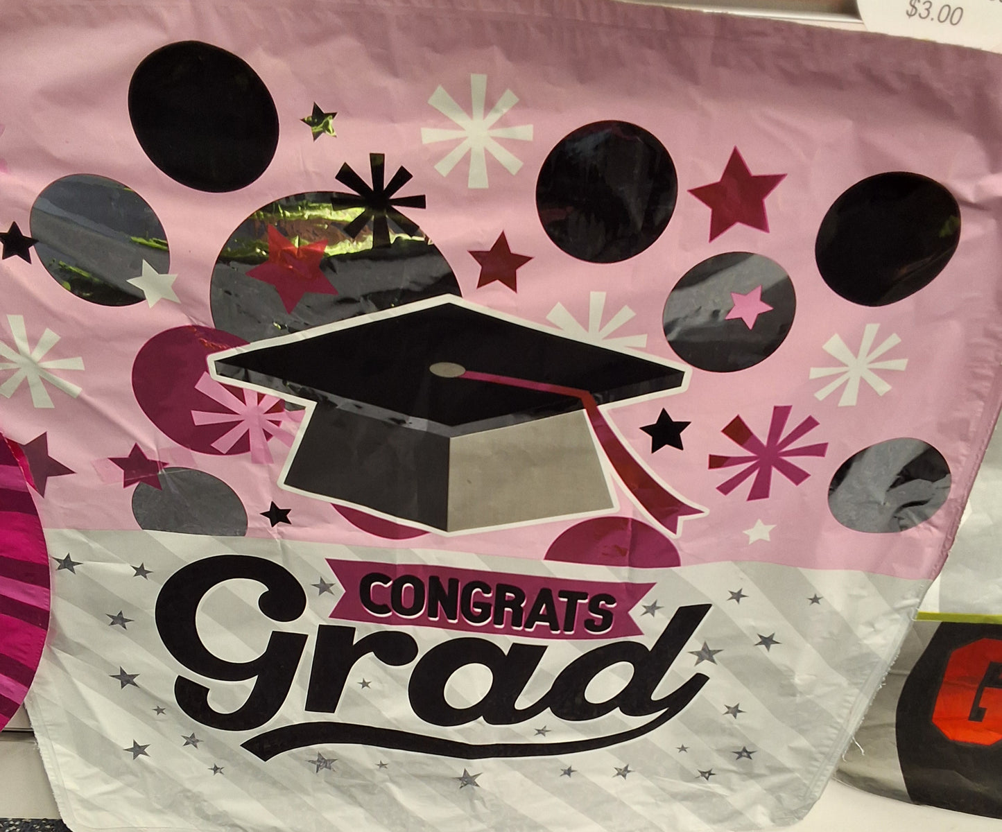 Graduation Square Pink Mylar 18"