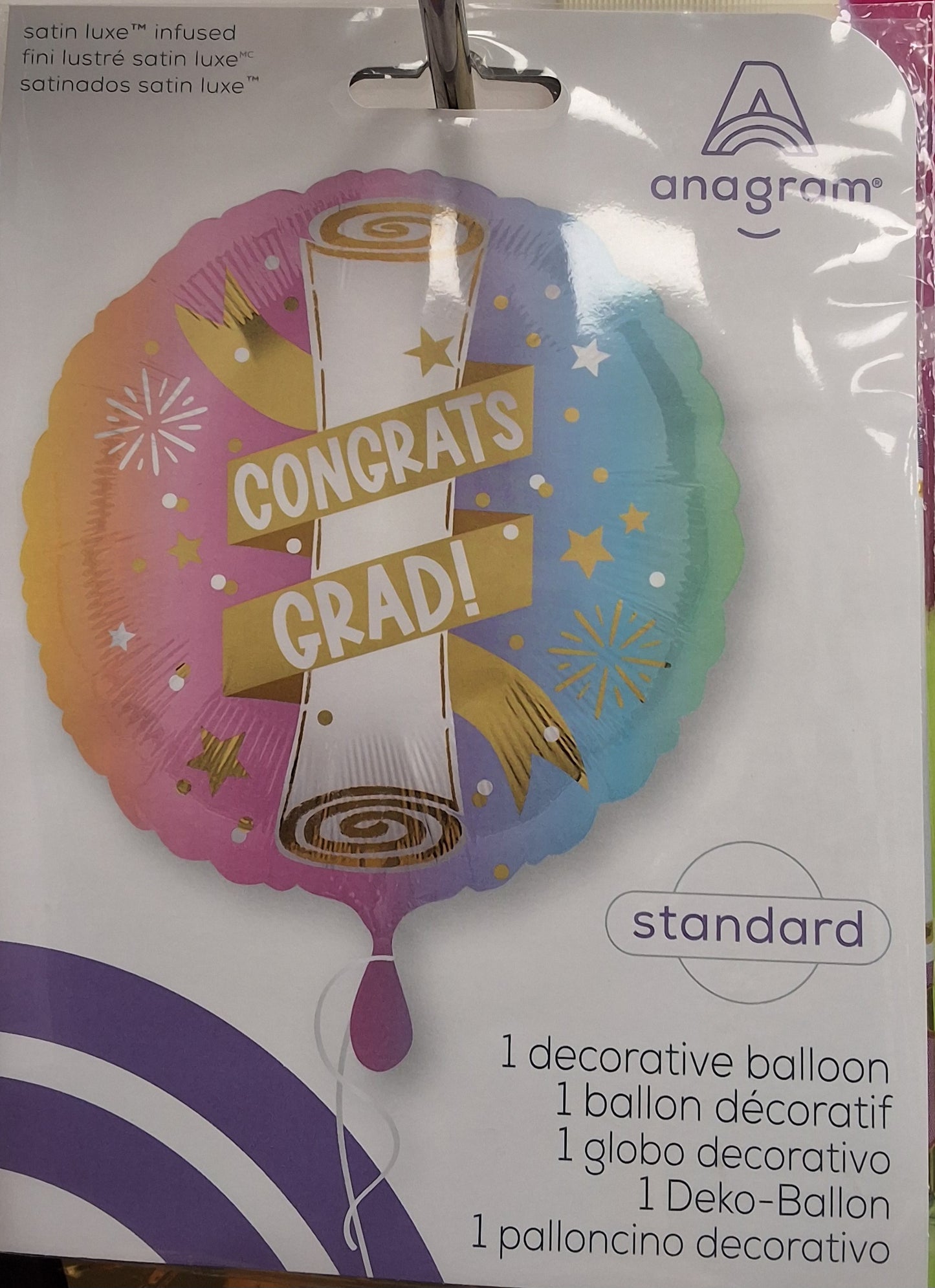 Graduation Mylar with Pastel colors and scroll 18"