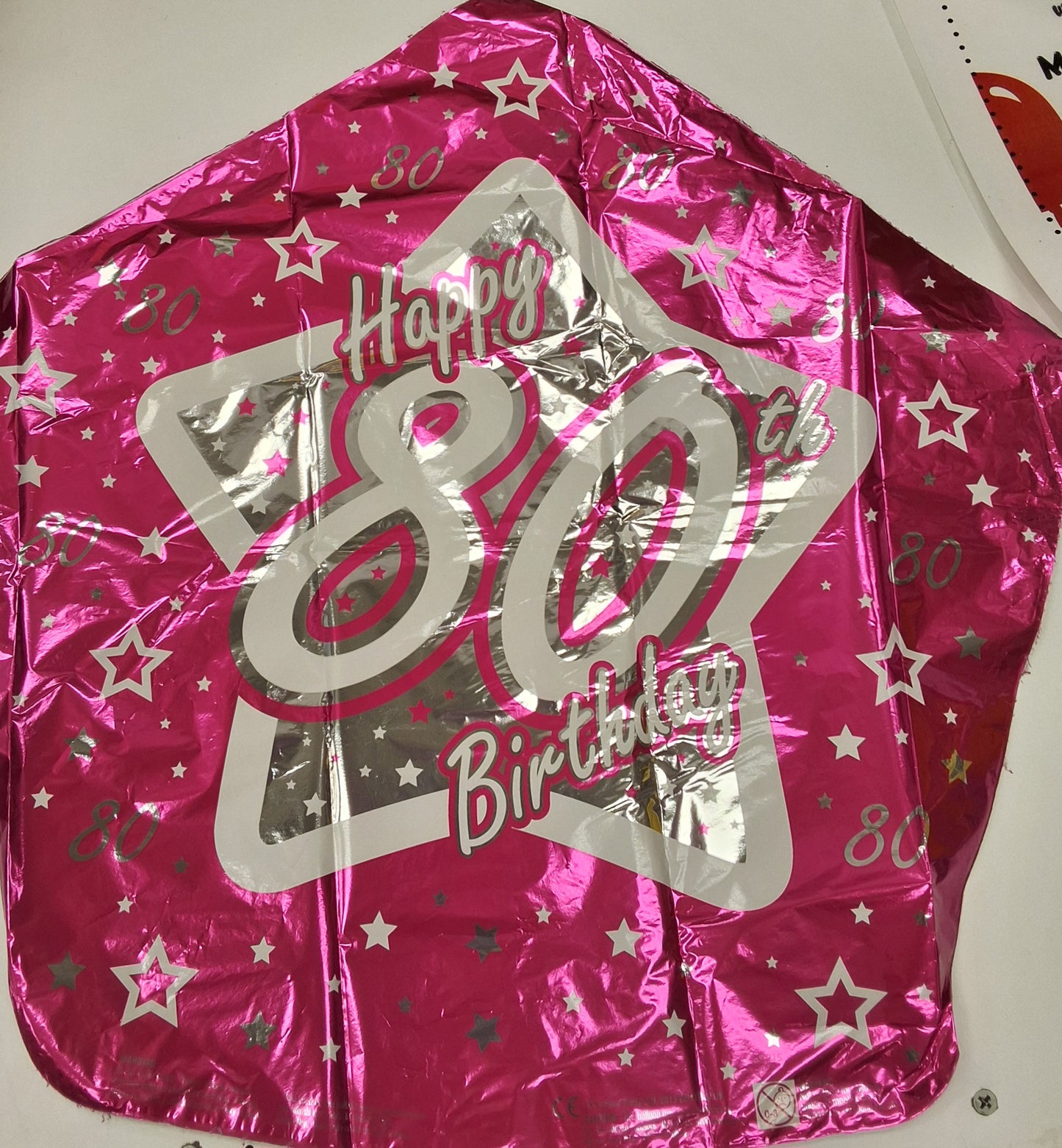 18" Pink & Silver "80" Happy Birthday Mylar