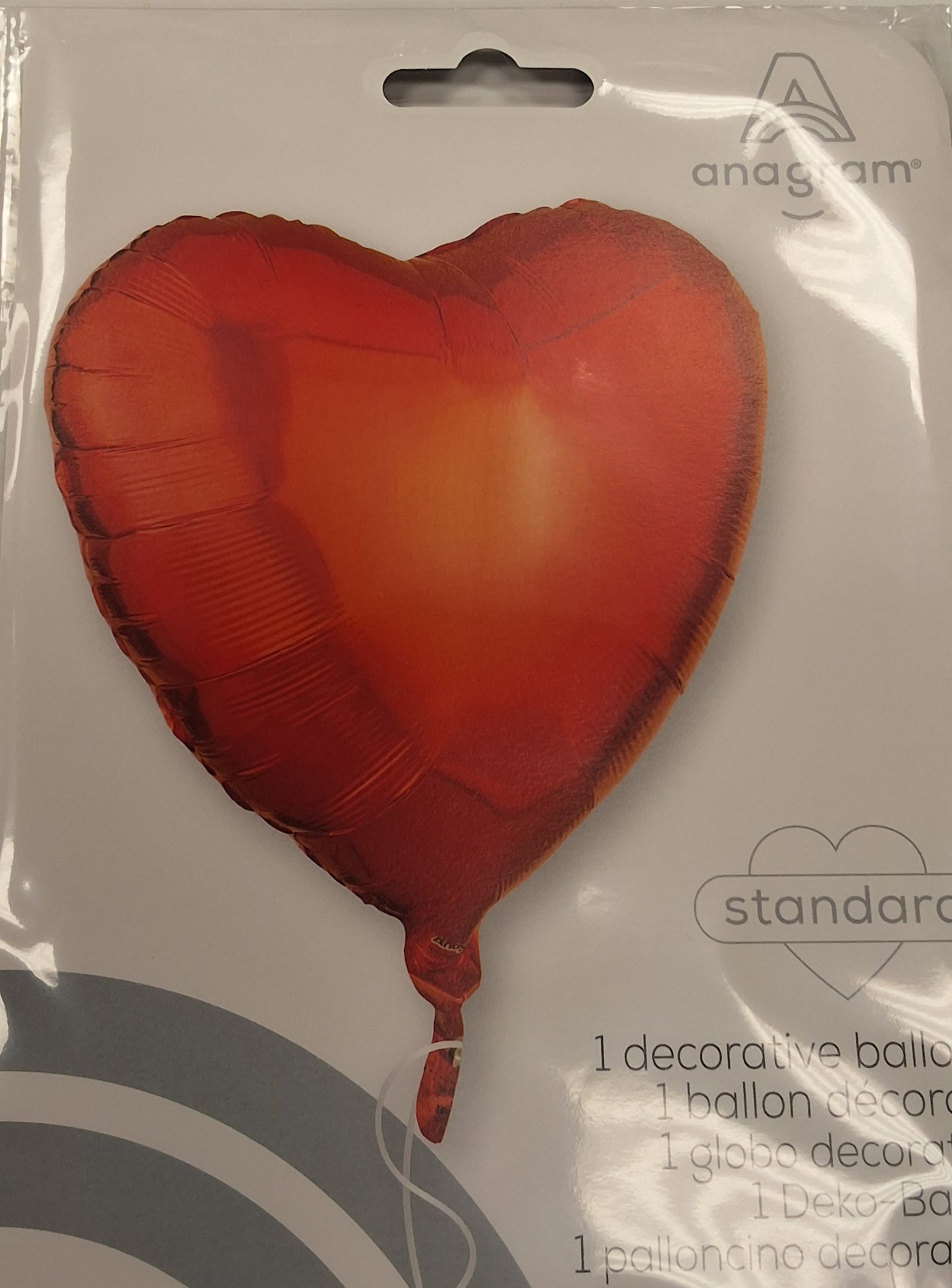 18" Orange Heart Mylar