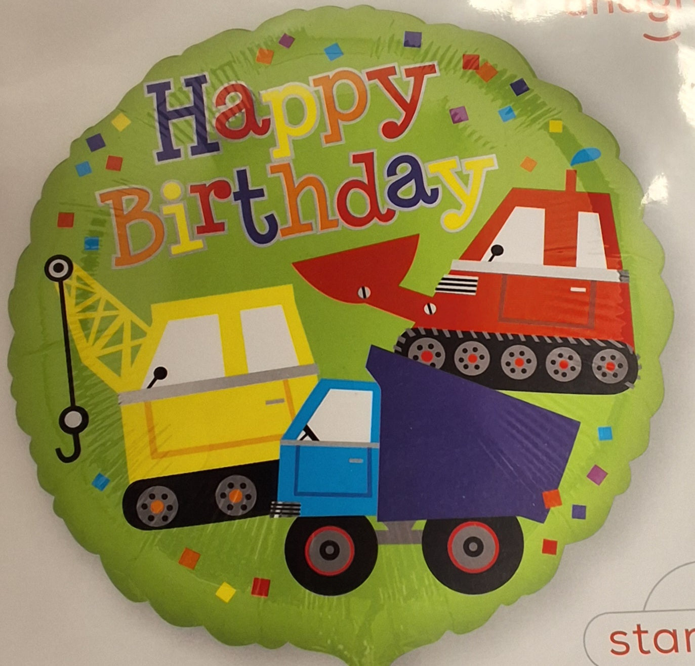 18" Happy Birthday Construction Mylar Balloon