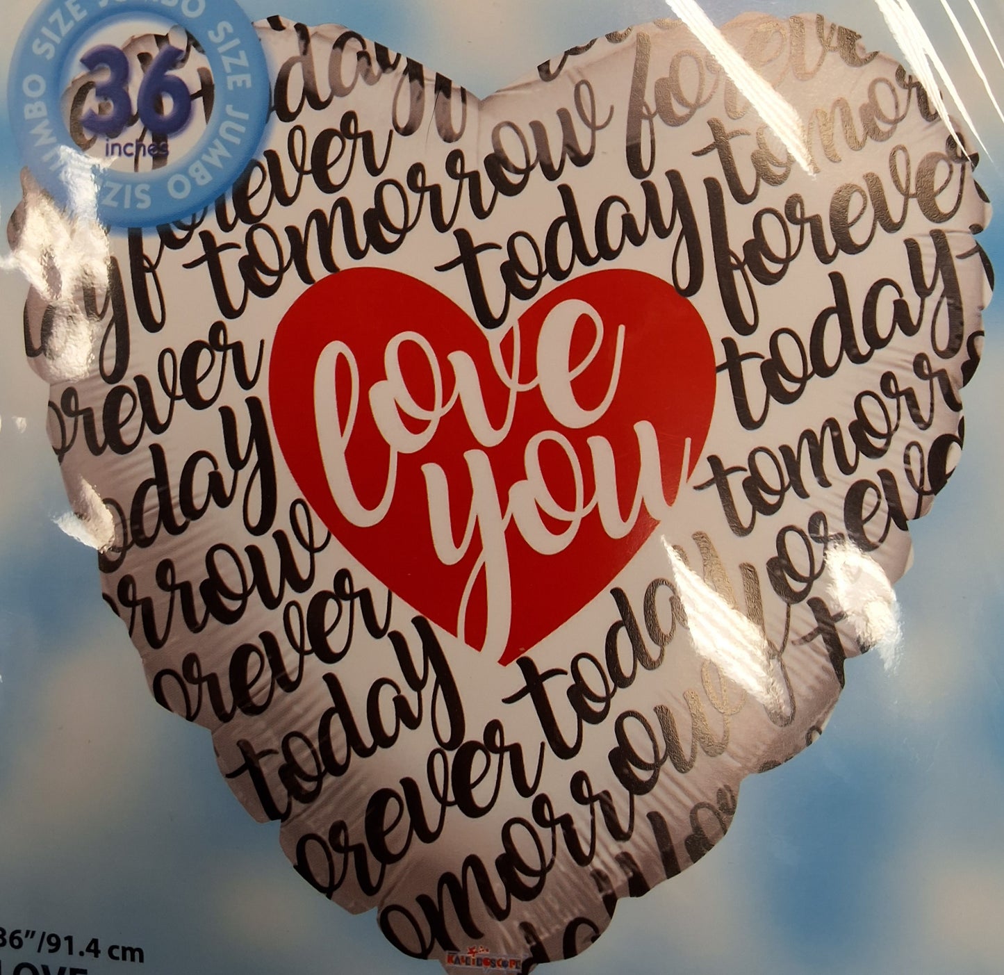 36" Love u Today Tomorrow Forever Mylar Balloon