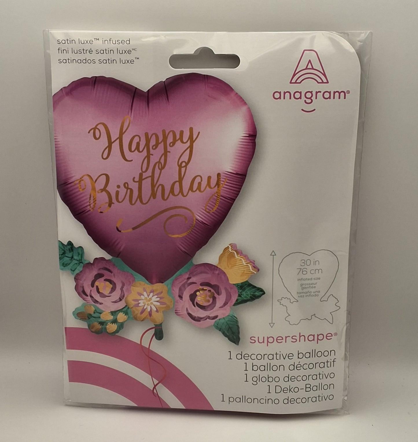 SuperShaper Birthday Satin Heart w/Flowers