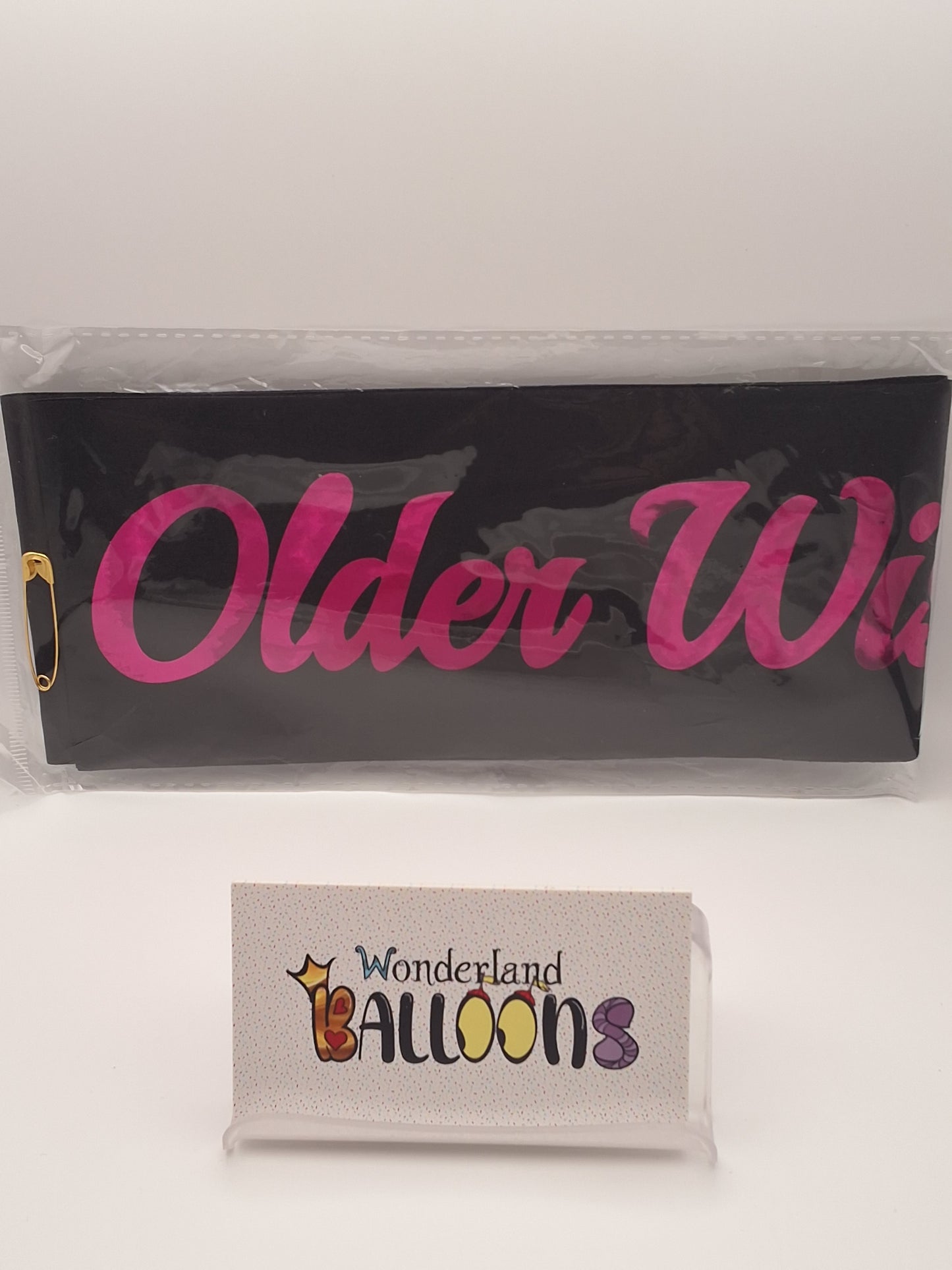 Black and Bright Pink "Older, Wiser, Hotter" Bday Sash