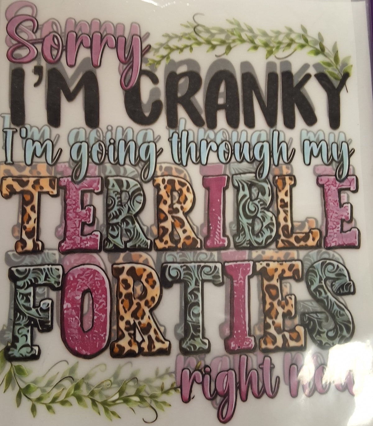 "Sorry I'm in my Cranky Forties" Transfer