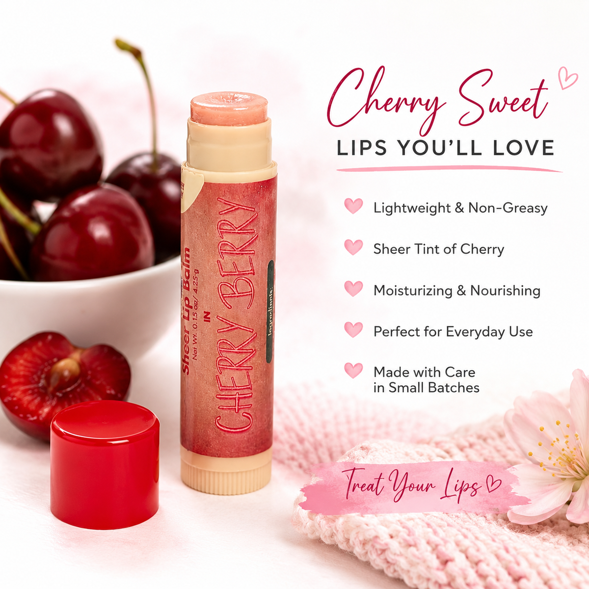 All Natural Cherry Berry Lip Balm – 12 Pack