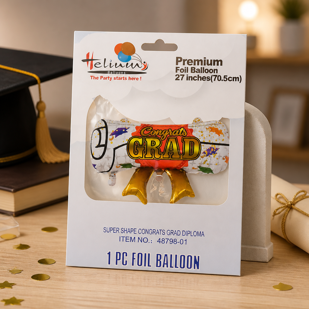 27in Grad Scroll Mylar Balloon Multi Colored