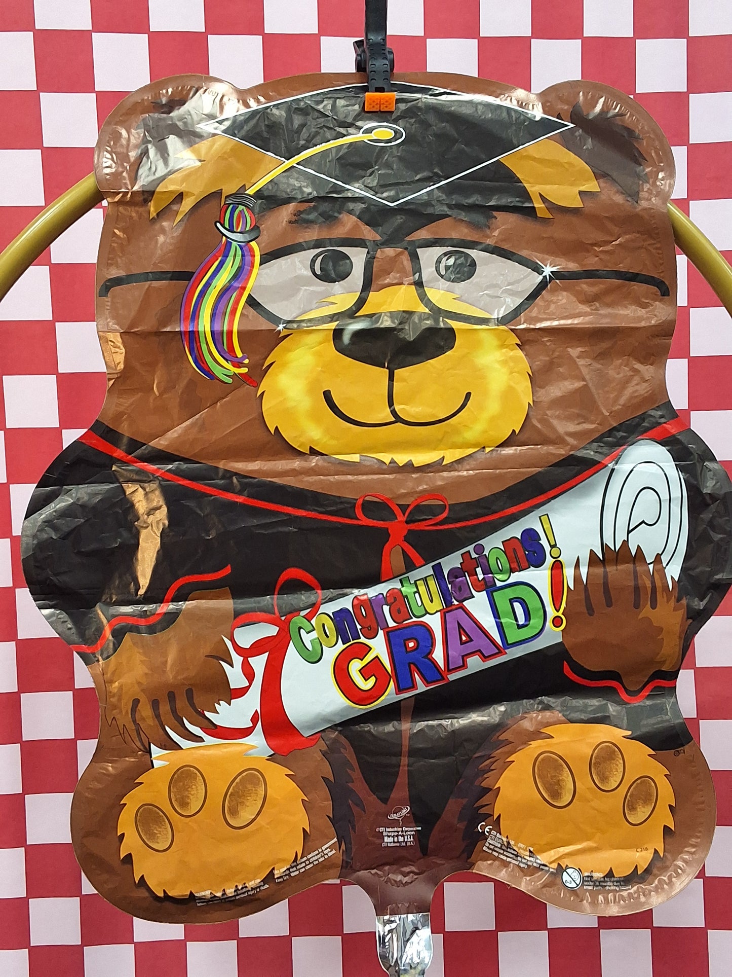Grad Bear congrats grad, mylar balloon