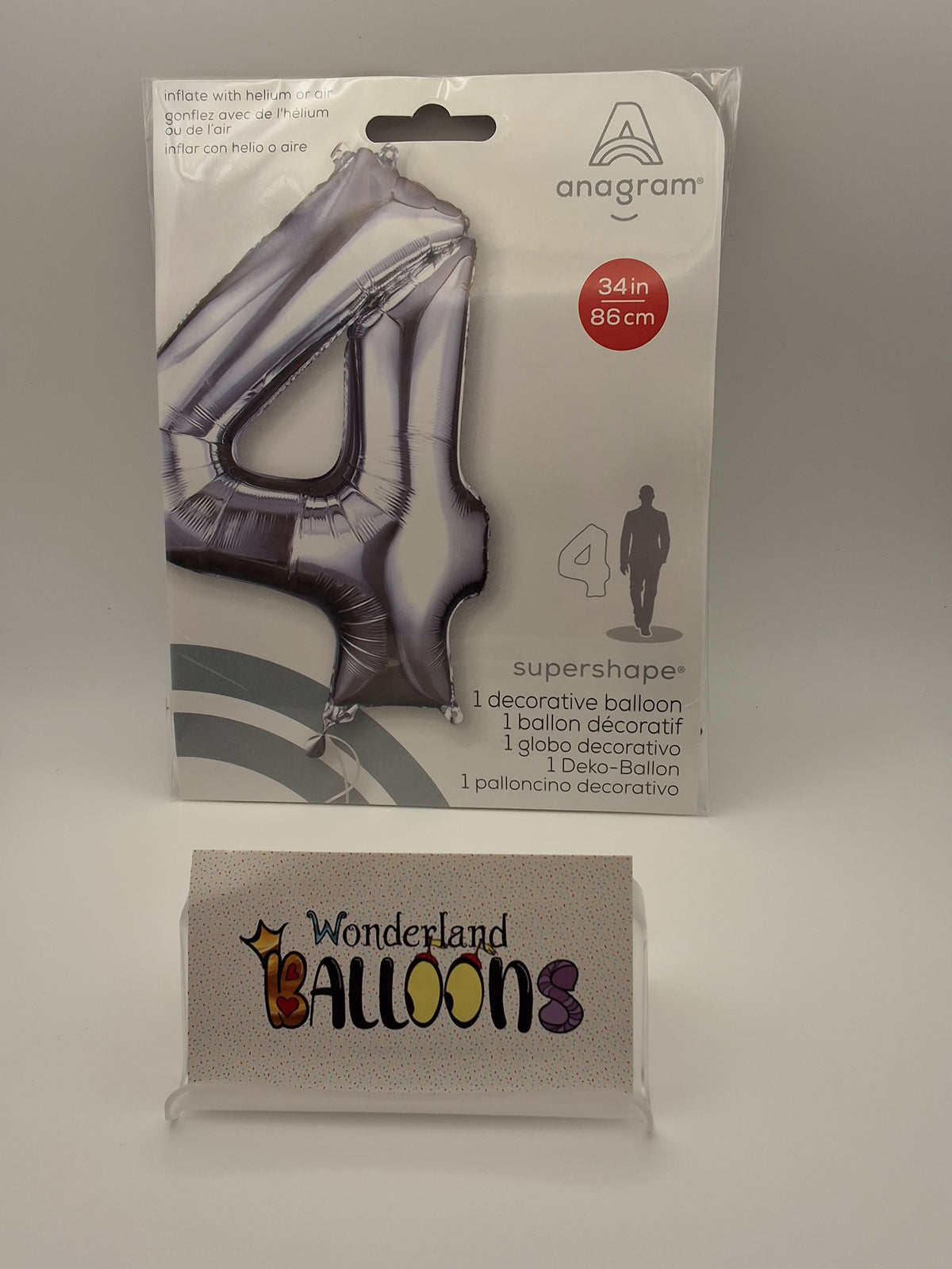 34" Anagram Silver #4 Mylar Balloon