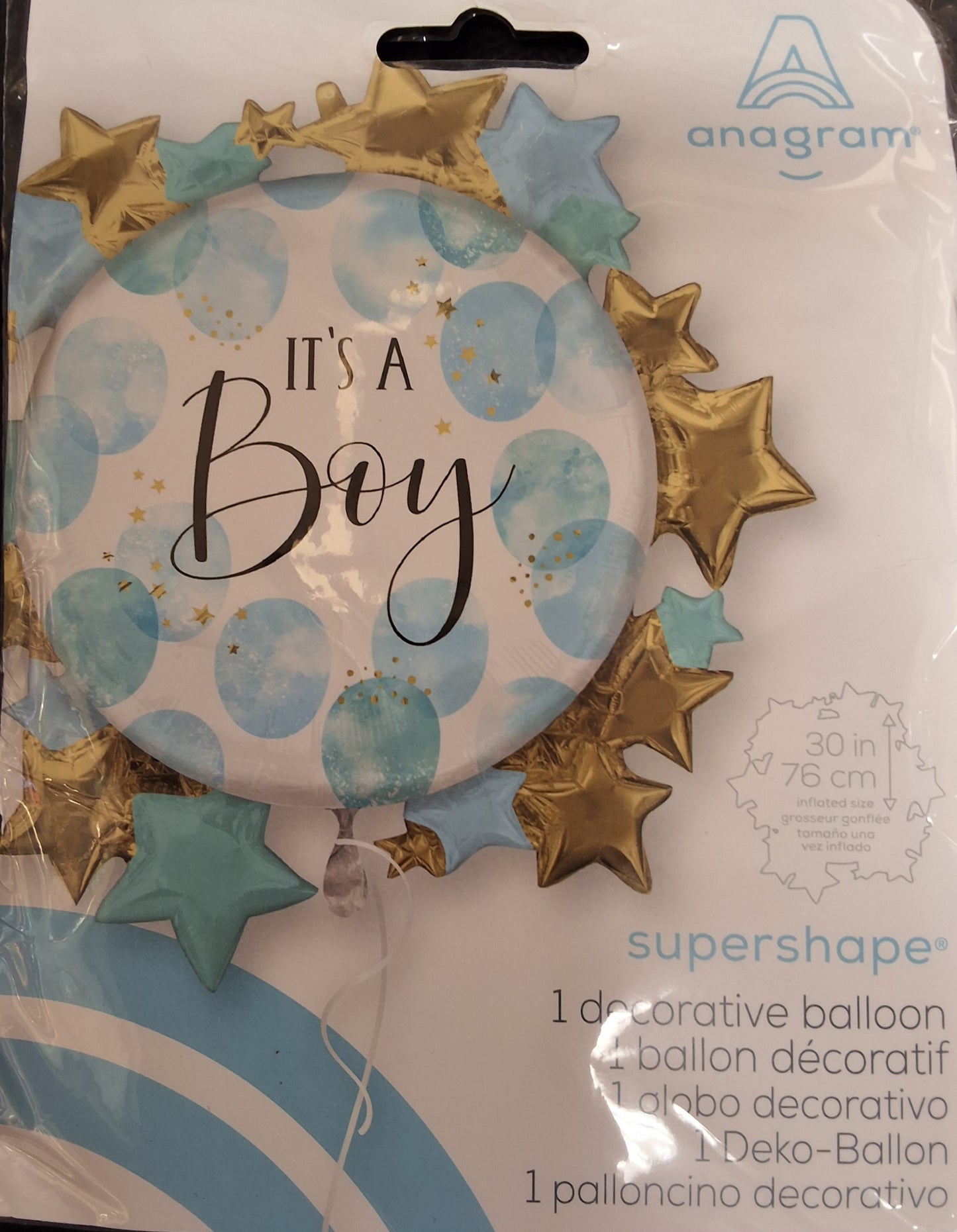 30in It's A Boy SuperShaper Mylar Balloon