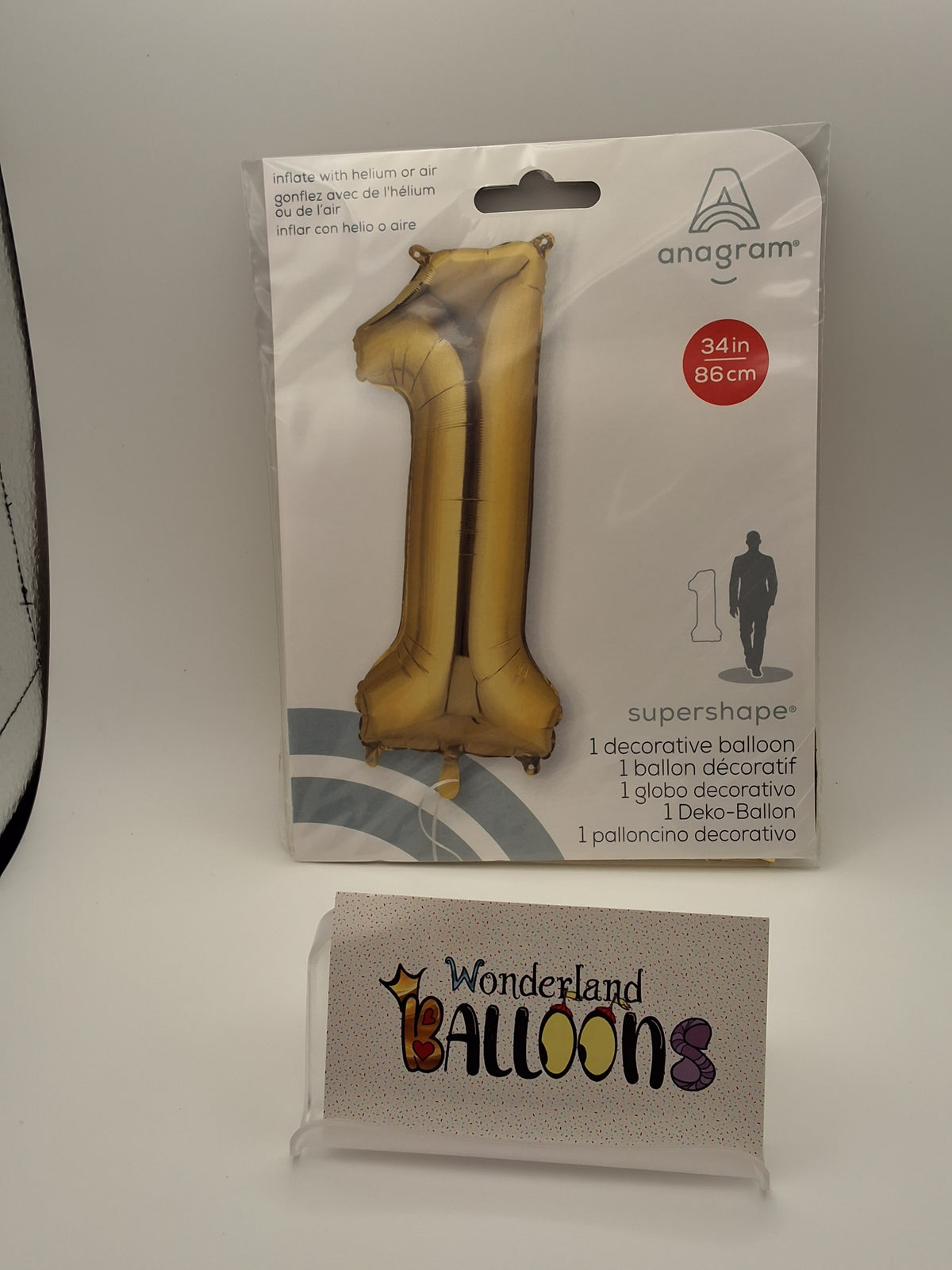 34in Anagram White Gold #1 Mylar Balloon