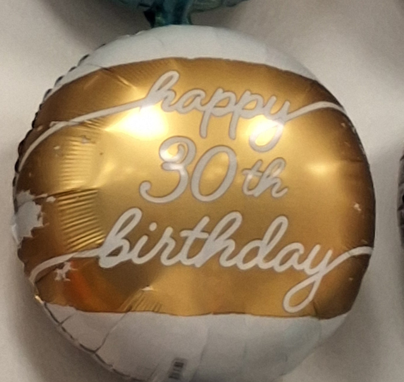 18in Happy Birthday White & Gold #30 Mylar Balloon