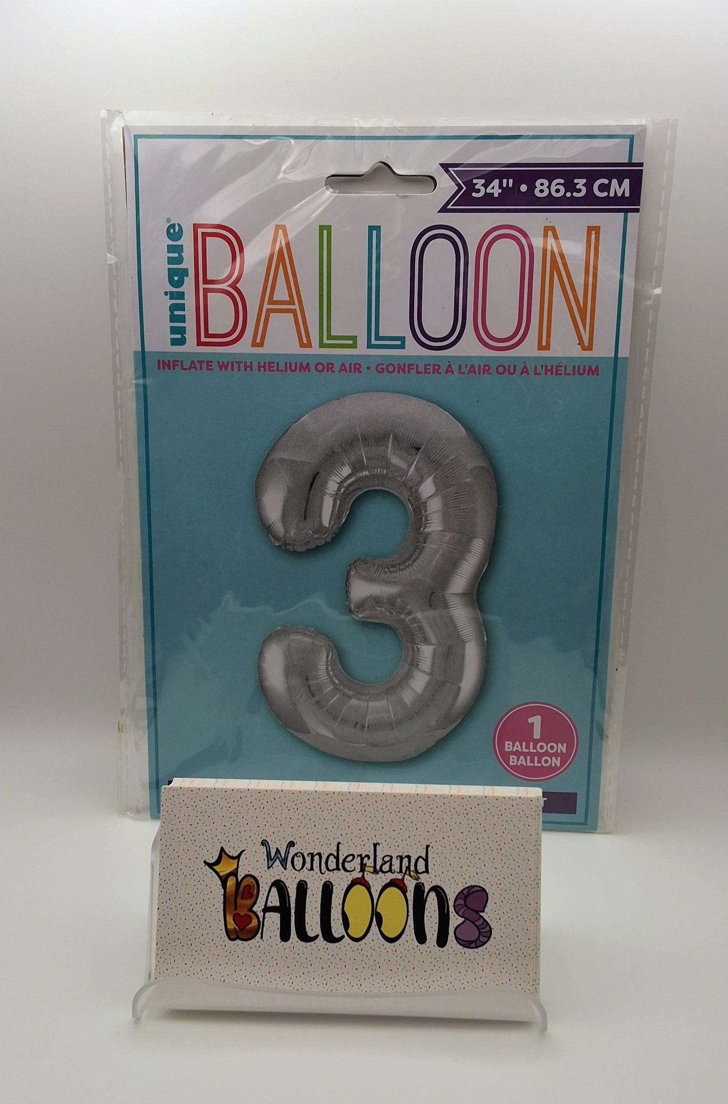 Unique 34" Silver #3 Mylar Balloon