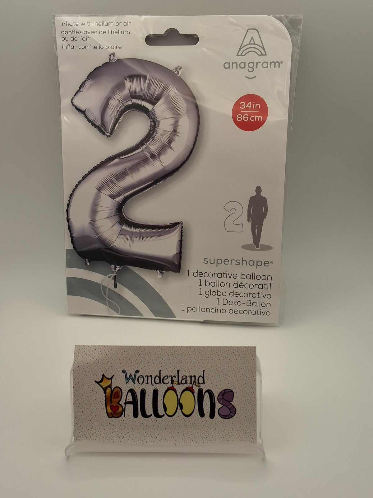 34" Anagram Silver #2 Mylar Balloon