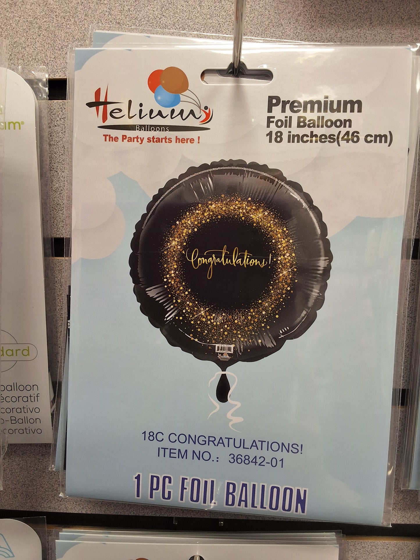 18" Round Black with Gold Congratulations Mylar Balloon