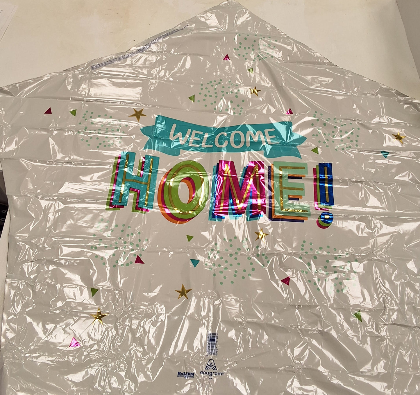 SuperShaper Welcome Home Pink and Teal Mylar Balloon