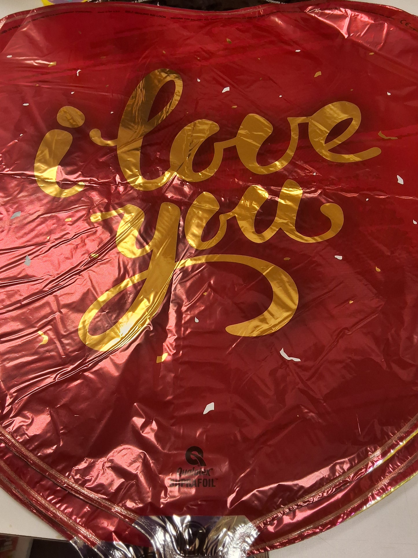 18in Red and Gold I love you Mylar Balloon