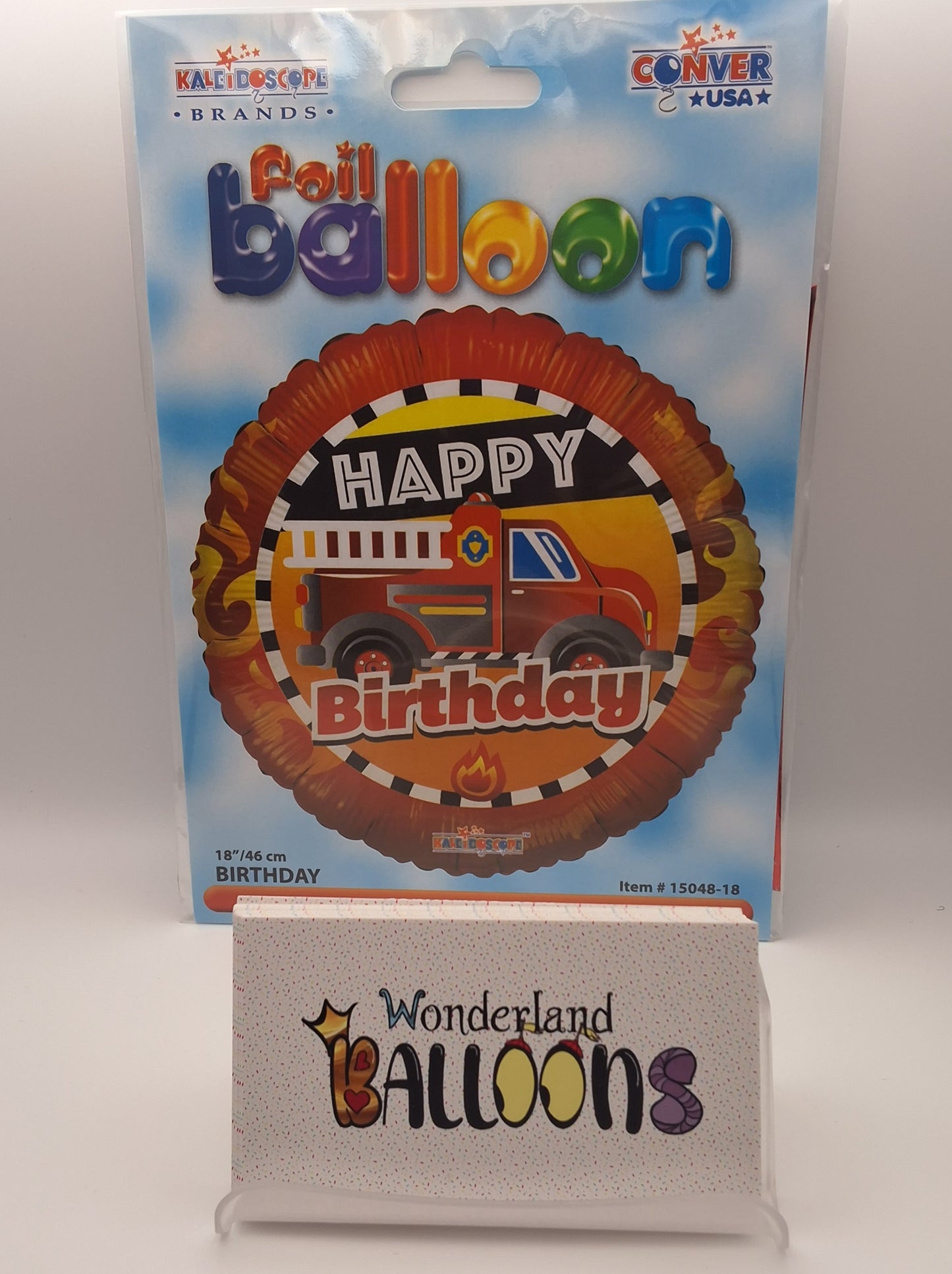 18" Happy Birthday Fire Truck Mylar Balloon