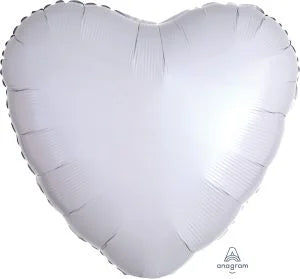 18in White Heart Mylar Balloon