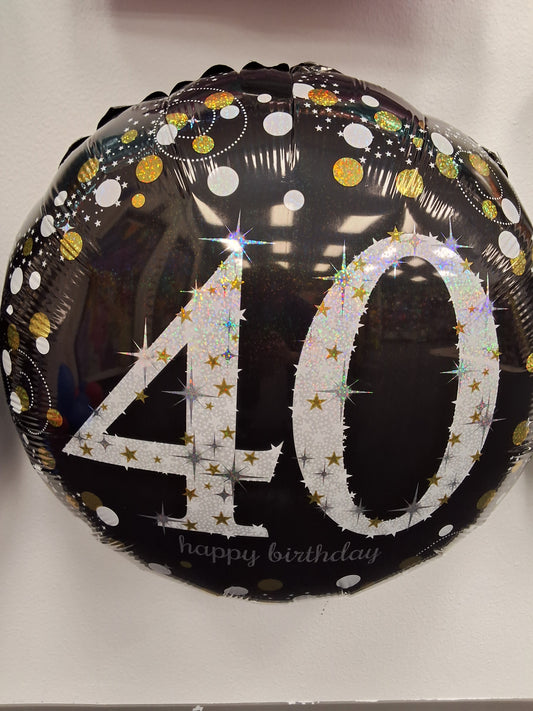 Jumbo Holographic Sparkling 40th Birthday Mylar