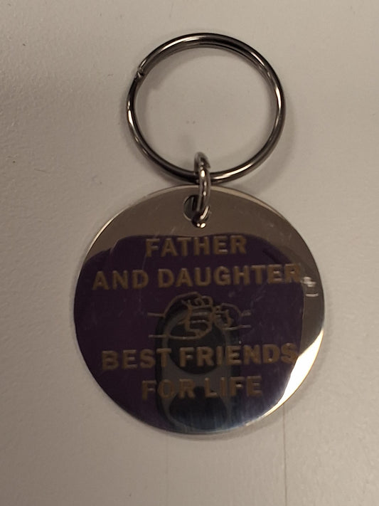 Silver Small Dad & Daughter BFF Keychain