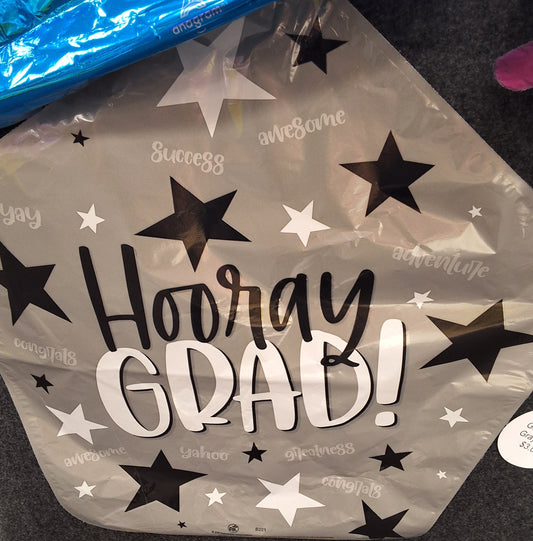 Graduation Gray Hooray Grad Star Mylar 18"