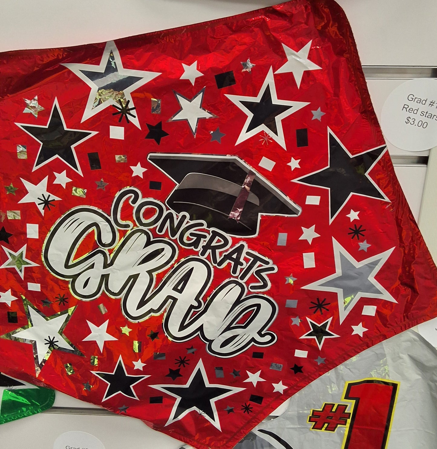 Graduation Red Star Mylar 18"