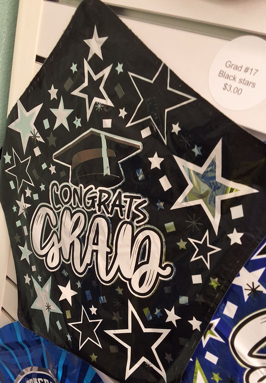 Graduation Black Star Congrats 18"