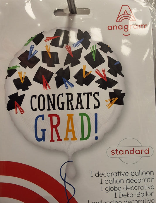 Graduation mylar with grad hats 18"