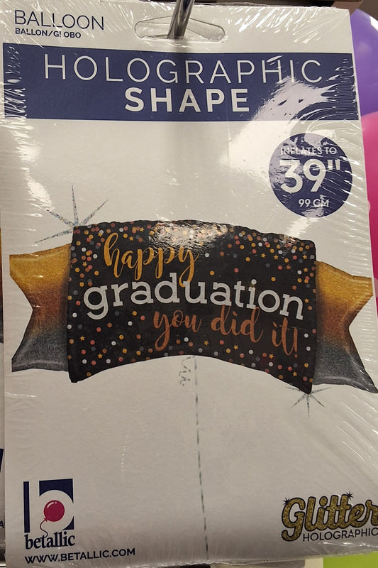 39in Graduation SuperShaper Holographic Mylar Balloon