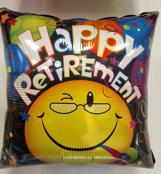 18"  Retirement Smiley Face Square Mylar