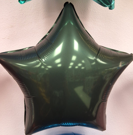 18" Satin Dark Green Star Mylar