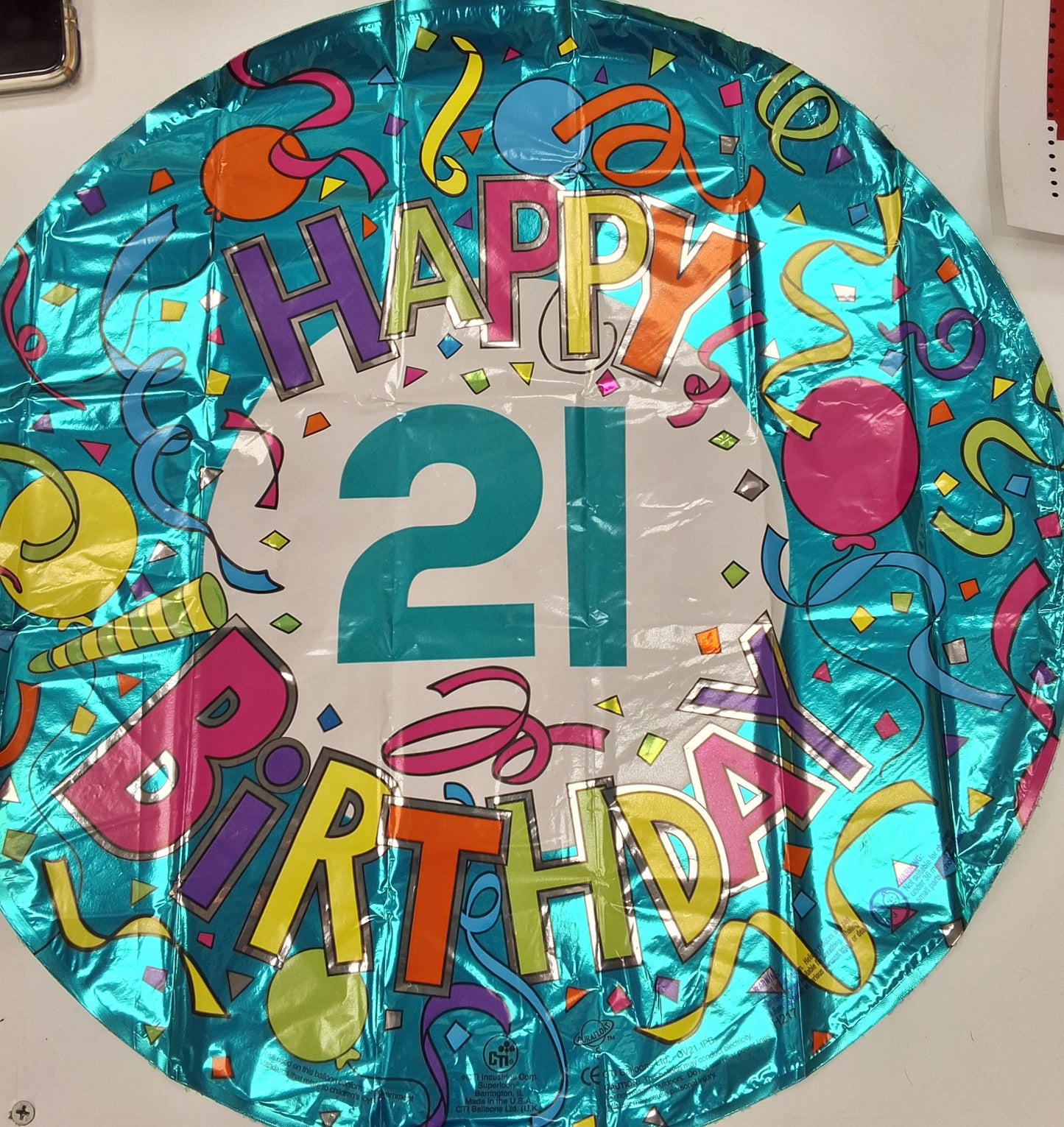 18" Happy 21st Birthday Streamers Mylar