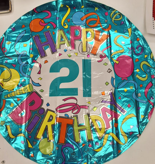 18" Happy 21st Birthday Streamers Mylar