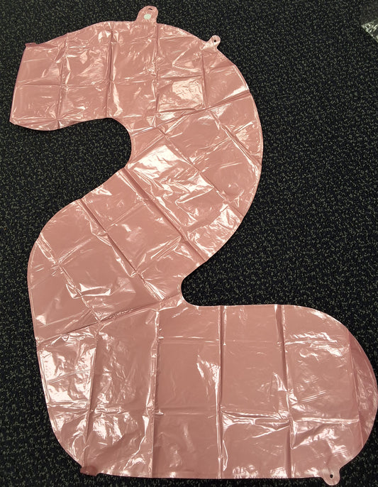 Light pink 24" Number 2 Mylar Balloon