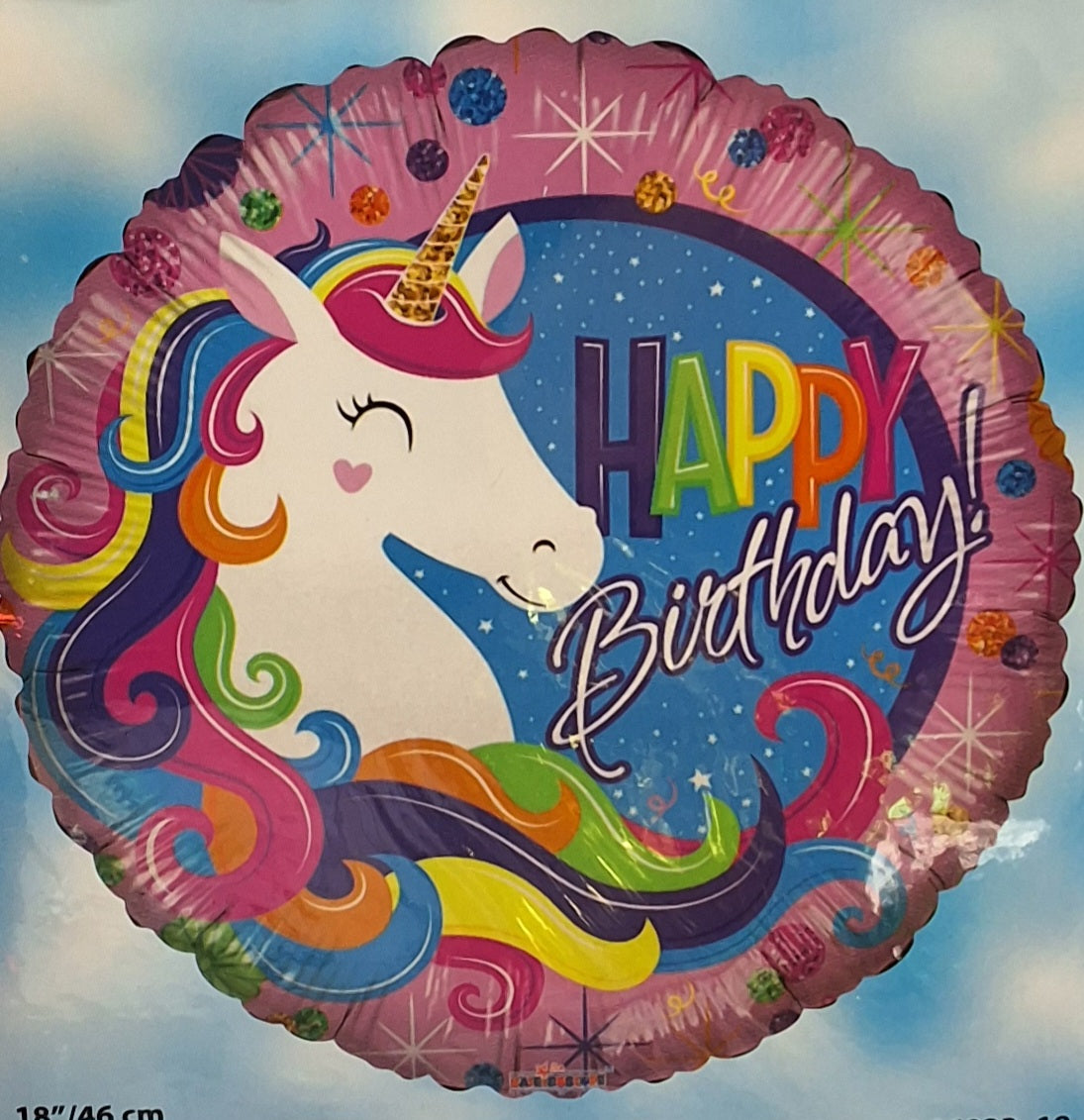 18" Happy Birthday Unicorn Mylar Balloon
