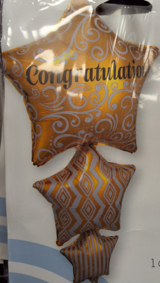 42" Congratulations 3 star Mylar Balloon