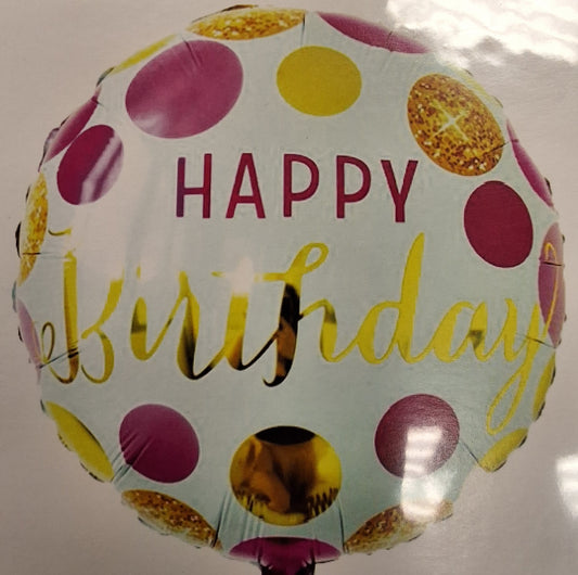 18" Poca-Dot Happy Birthday Mylar Balloon