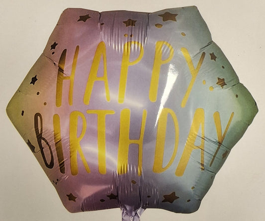 16" Hexagon Happy Birthday Mylar Balloon