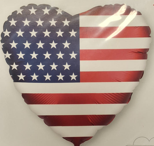 18" Heart Shaped Flag Mylar