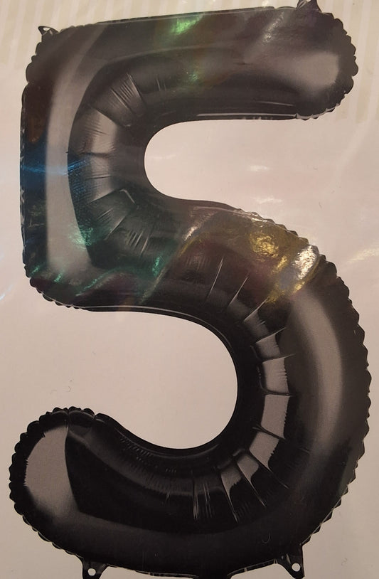 34in Black #5 Mylars Balloon