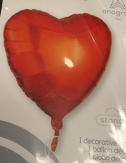 Orange Heart Mylar Balloon