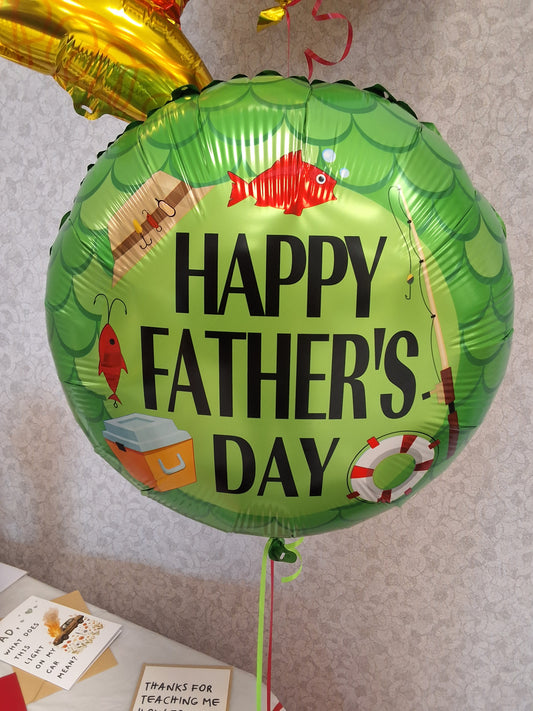 18in Green Fishing "Happy Father's Day" Mylar Balloon