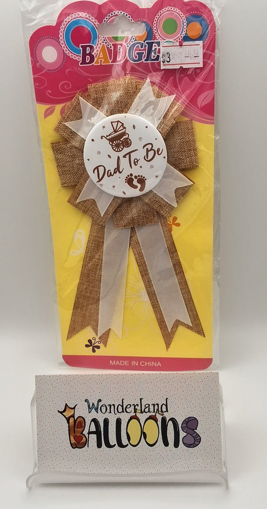 Burlap "Dad to Be" Button