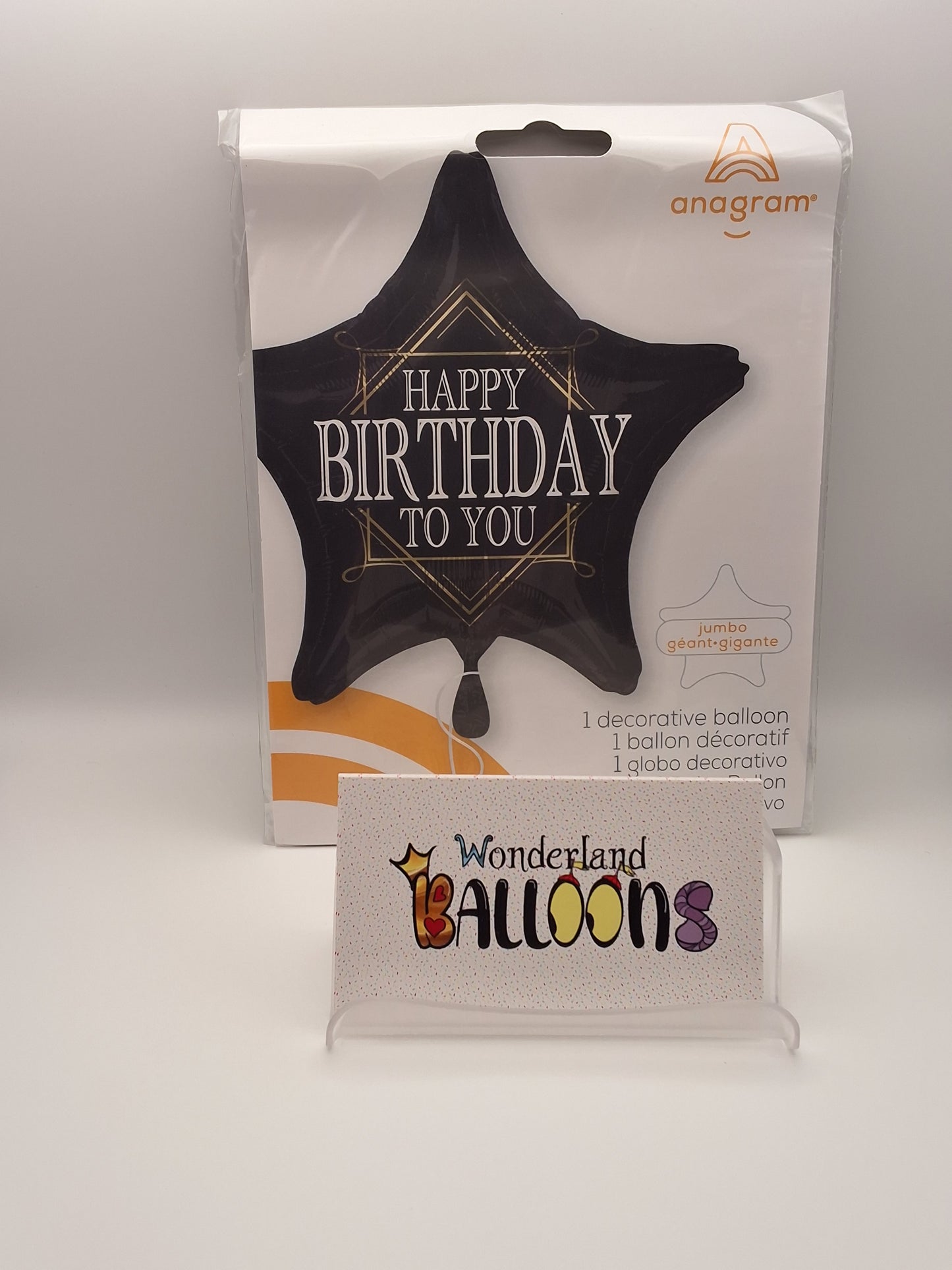 Supershaper Black Happy Birthday To You Star Mylar Balloon