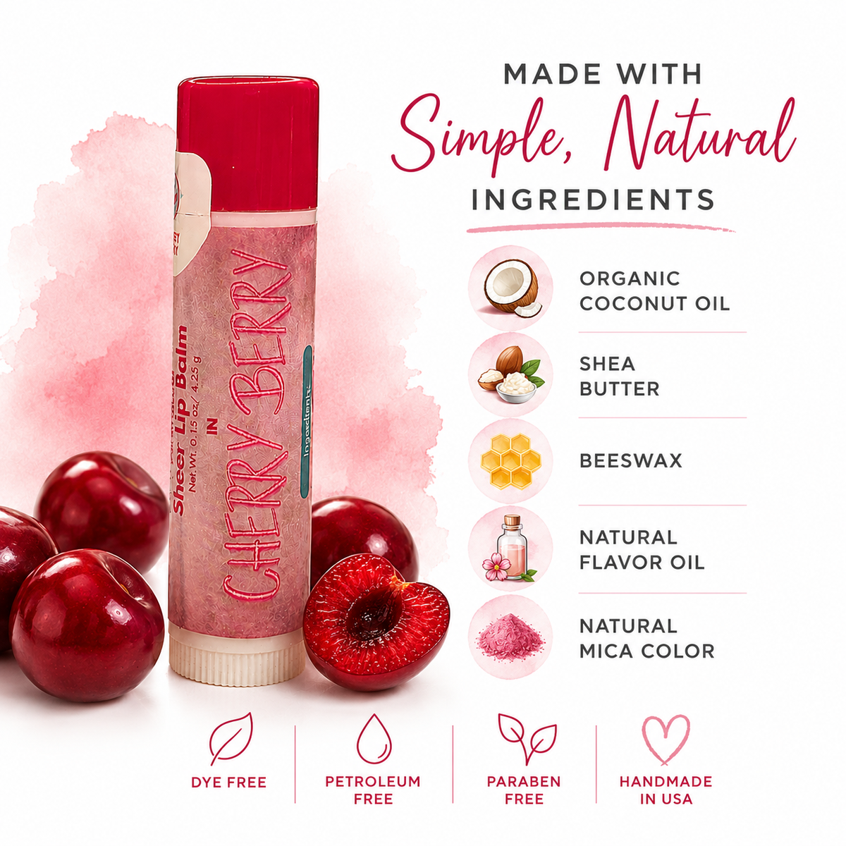 All Natural Cherry Berry Lip Balm – 12 Pack
