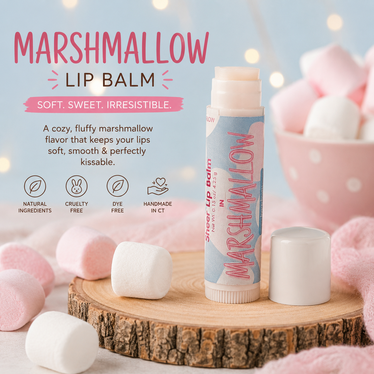 All Natural Marshmallow Lip Balm – 12 Pack