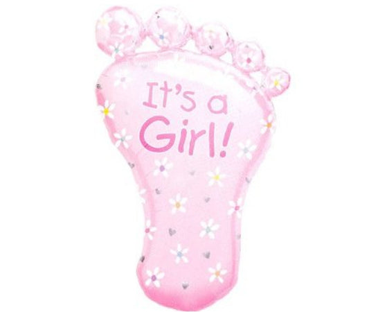 It's A Girl Pink Foot Mylar